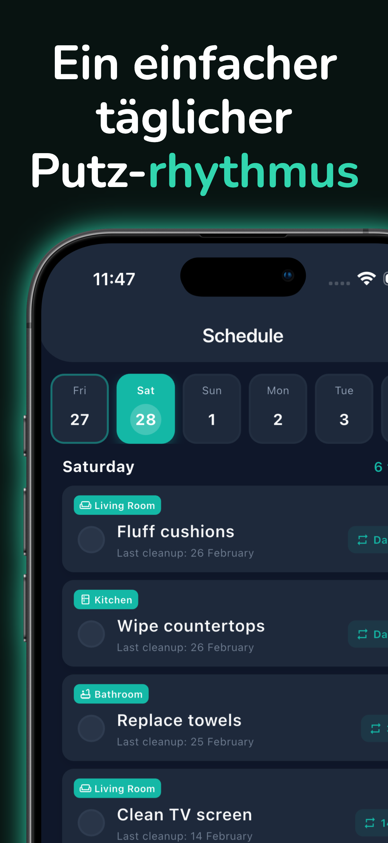 Wöchentlicher Putzplan