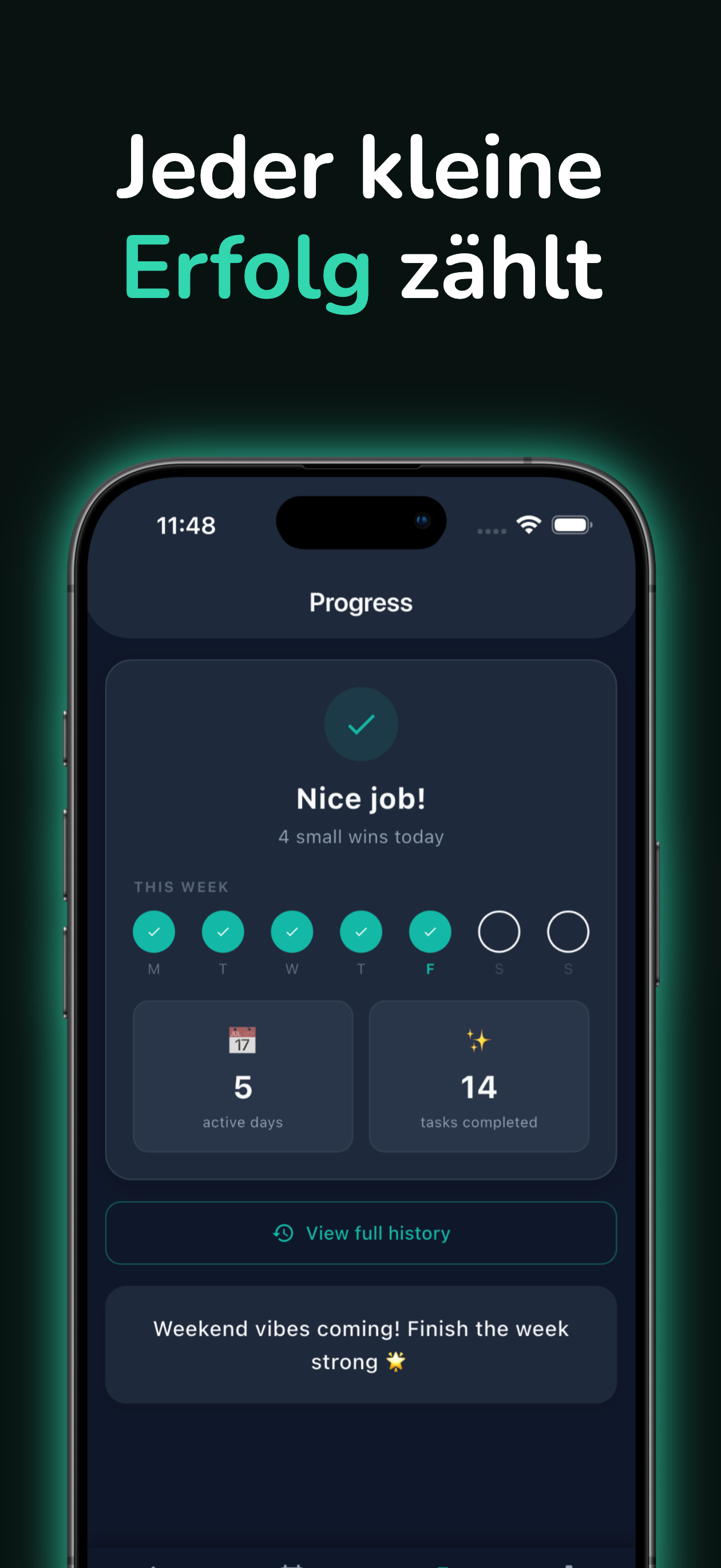 Fortschrittsverfolgung mit Wochenstatistik