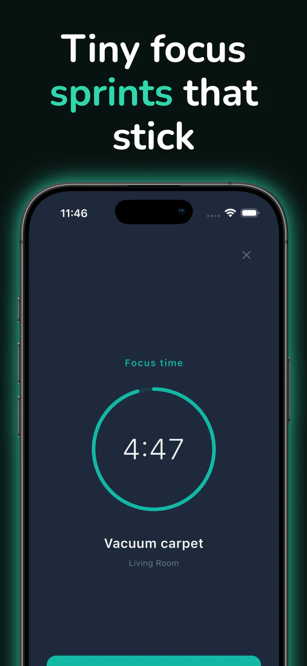 Focus timer for cleaning sprints